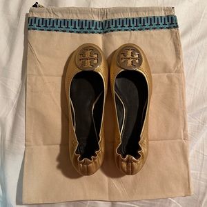 Tory Burch Gold Ballet Flats